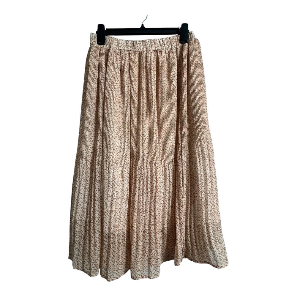 Molly Bracken Floral Boho Pleated Midi Skirt Sheer Romantic Cottagecore M